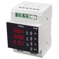Вольтметр трехфазный на DIN-рейку с интерфейсом RS-485 Omix D3-V3-3-RS485-N2