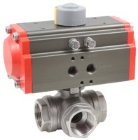 Краны ISO5211 трехходовые с пневмоприводом